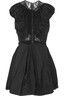 Nina Ricci Ruched Taffeta and Lace Dress - Lyst