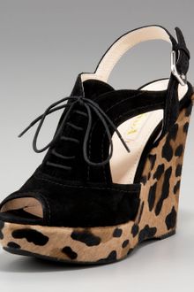 Prada Lace-up Wedge Sandal - Lyst