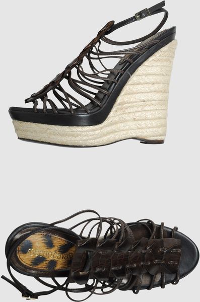 Roberto Cavalli Wedges in Brown - Lyst