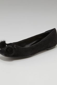 Yves Saint Laurent Love Suede Pom-pom Flat - Lyst