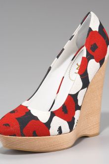 Yves Saint Laurent Poppy-print Canvas Wedge Pump - Lyst