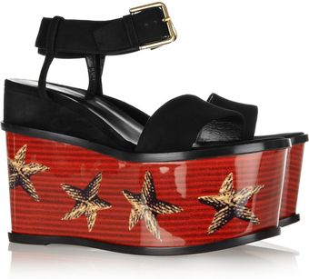 Yves Saint Laurent Suede Starfish Platform Wedges - Lyst