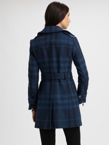 burberry plaid coat wool