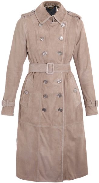 Burberry Prorsum Suede Trench Coat in Beige (nude) - Lyst