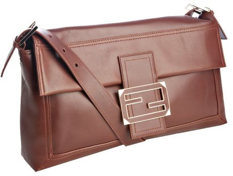 Fendi Brown Leather Baguette Threeway Convertible Clutch in Brown - Lyst