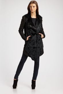 Helmut Lang Flux Fur & Leather Coat - Lyst