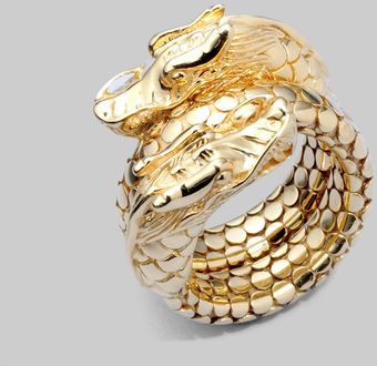  18k Gold Naga Head Coil Ring 