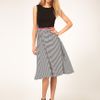 Asos Collection Asos Midi Stripe Skater Dress with Belt in Gray (blackcream) - Lyst