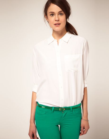 Equipment Shirt Daddy One Pocket Loose Fit Cut Out Back in White (brightwhite) - Lyst