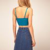 Free People Cropped Bustier In Lace in Blue (deepteal) - Lyst