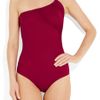 Lanvin Asymmetric Ruched Swimsuit in Brown (raspberry) - Lyst