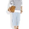 The Row Seedun Striped Cotton Cropped Pants in White - Lyst