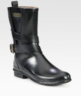  Mid-calf Buckle Rain Boots 