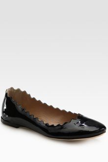 Chloé Scalloped Patent Leather Ballet Flats - Lyst
