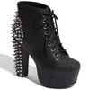 Jeffrey Campbell Spike Laceup Bootie in Black (black studded leather) - Lyst