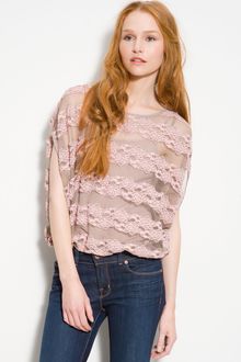 Free People Country Fair Sheer Lace Stripe Blouson Top - Lyst