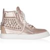 Giuseppe Zanotti Studded Metallic Leather Sneakers in Brown (blush) - Lyst