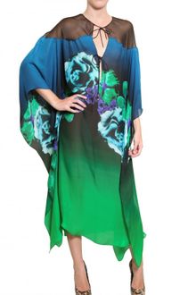 Roberto Cavalli Printed Silk Chiffon Kaftan Dress - Lyst
