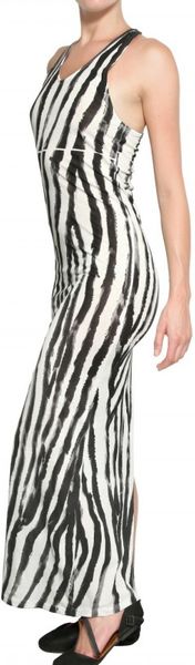 Silent - Damir Doma Zebra Print Jersey Long Dress in Black