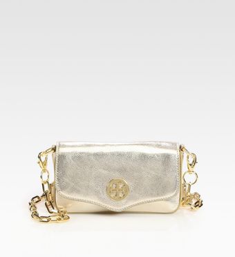  Foldover Metallic Leather Mini Bag 