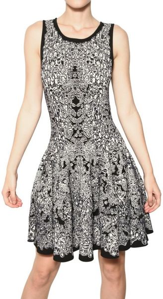 Alexander Mcqueen Viscose Silk Jacquard Knit Dress in Gray (black) - Lyst