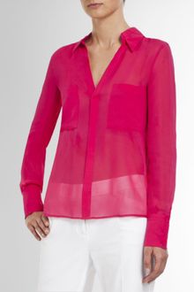 BCBGMAXAZRIA Emma Button-down Silk Chiffon Blouse - Lyst
