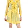 Beayukmui Silk Chiffon Ruffle Dress in Yellow - Lyst