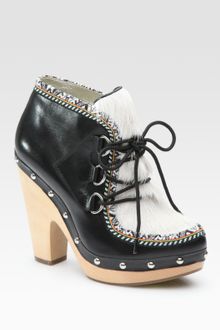 Belle By Sigerson Morrison Leather and Calf Hair Eskimo Ankle Boots - Lyst