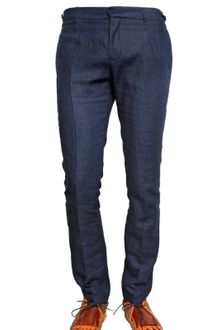 Burberry Prorsum 17cm Chambray Linen Skinny Fit Trousers - Lyst
