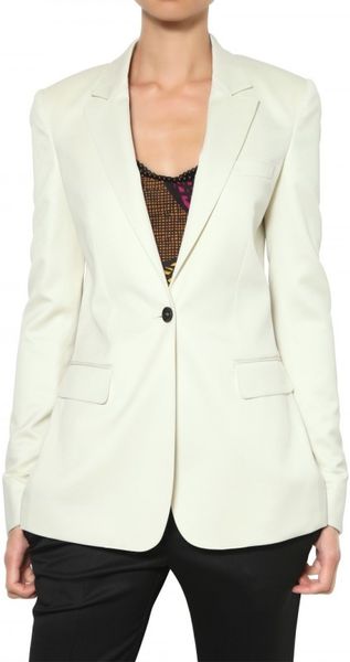 Burberry Prorsum Single Button Stretch Wool Jacket in White - Lyst