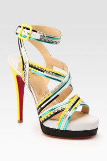 Christian Louboutin Meteorita Metallic Leather and Snake-print Leather Platform Sandals - Lyst