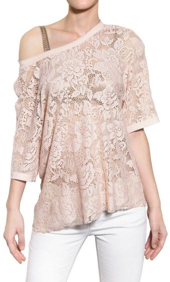  Satin Trim Viscose Lace Top 