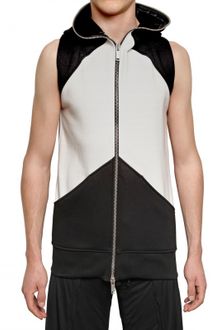 Gareth Pugh Bicolor Cotton Fleece Hooded Sweatshirt - Lyst