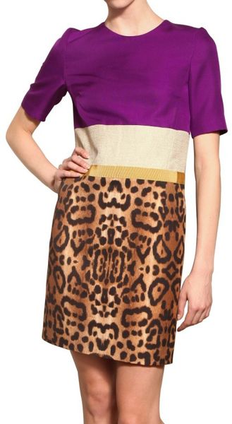 Giambattista Valli Cotton Gabardine & Shantung Silk Dress in Multicolor (multi) - Lyst