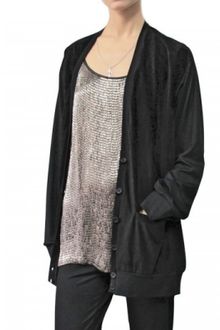 Ian R.n. Polished Jersey and Suede Cardigan Sweat - Lyst