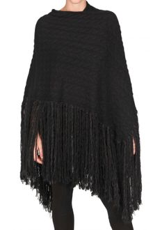 James Long Fringed Cable Wool Poncho Sweater - Lyst
