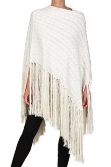 James Long Fringed Cable Wool Poncho Sweater - Lyst