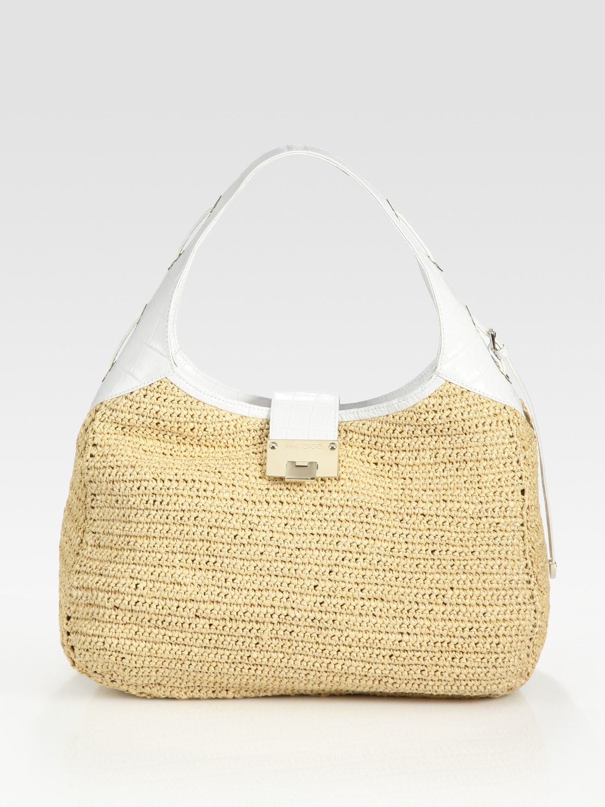 Jimmy Choo Raffia Hobo Bag in Beige (naturalwhite) Lyst