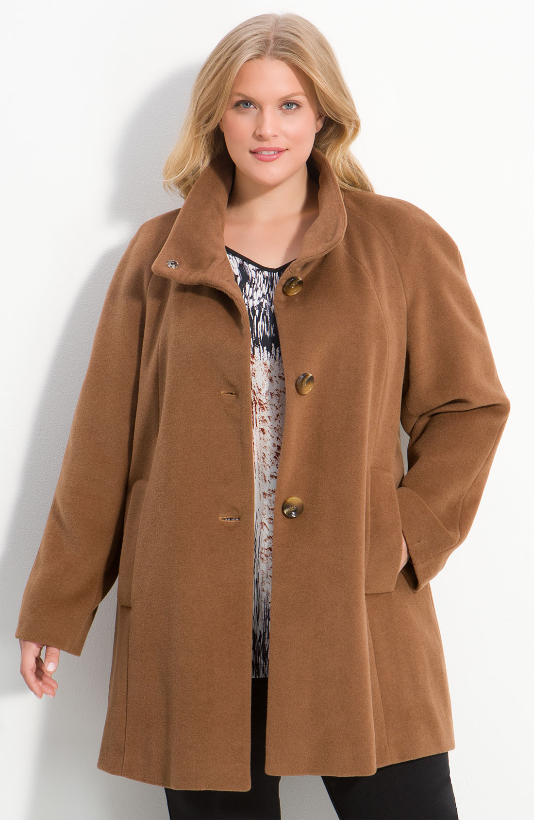 Kristen Blake Raglan Sleeve Wool Blend Coat in Beige (dark camel) Lyst