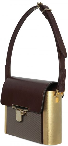 Lanvin Leather with Metal Sides Ca Top Handle in Brown - Lyst