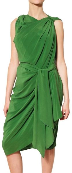 Lanvin Draped Silk Satin Dress - Lyst