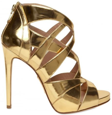 Alejandro Ingelmo 120mm Mirrored Gold Cage Sandals in Gold - Lyst