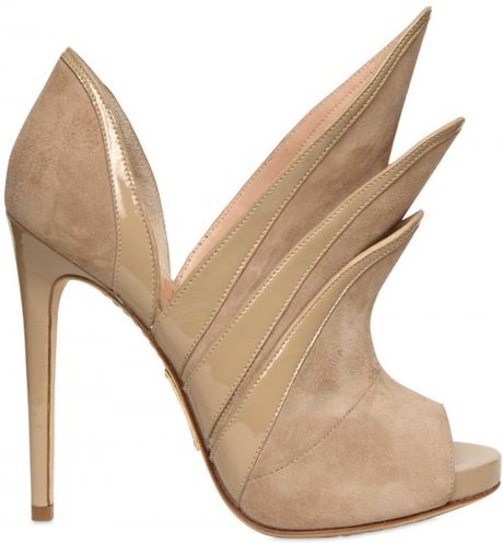Alejandro Ingelmo 120mm Origami Suede & Patent Low Boots in Beige (sand) - Lyst