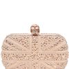 Alexander Mcqueen Suede & Swarovski Britannia Skull Clutch in Pink - Lyst