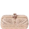 Alexander Mcqueen Suede & Swarovski Britannia Skull Clutch in Pink - Lyst