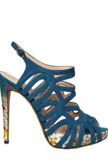 Alexandre Birman 120mm Suede & Python Cutout Sandals - Lyst