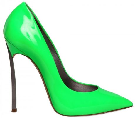 Casadei 120mm Patent Pointy Pumps in Green - Lyst