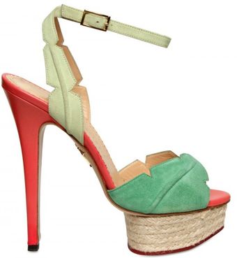Charlotte Olympia 150mm Leather & Suede Leaf Sandals - Lyst