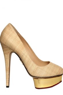 Charlotte Olympia 140mm Straw & Mirror Platform Pumps - Lyst
