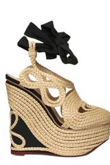 Charlotte Olympia 160mm Straw & Silk Wedges